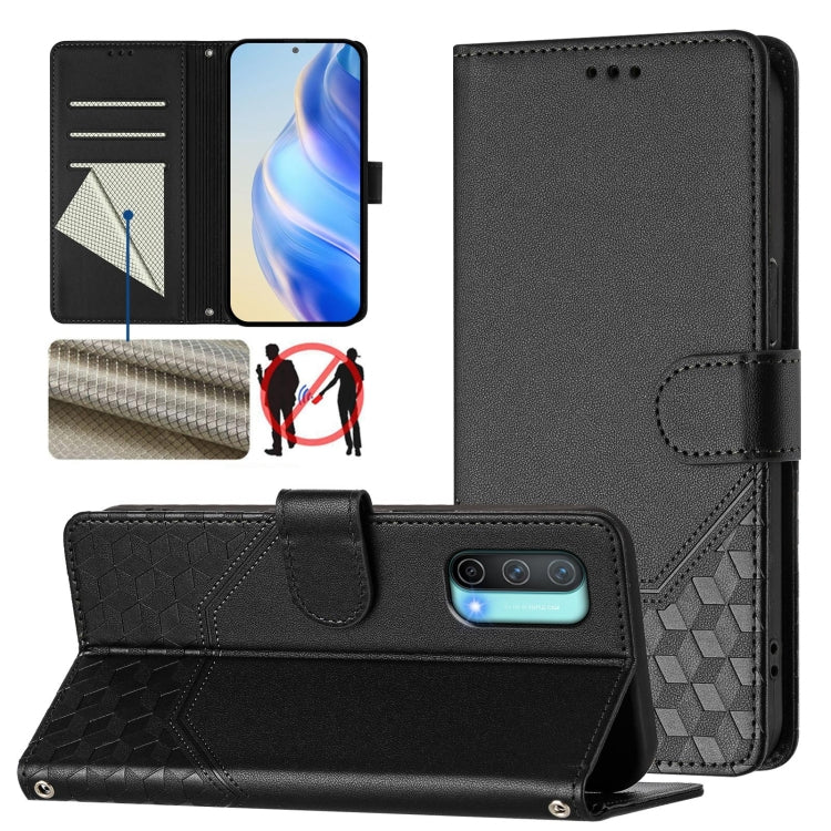 Honeycomb Embossing RFID Leather Phone Case, For OnePlus Nord CE 5G, For OnePlus Nord 2, For OnePlus 9 Pro, For OnePlus 9