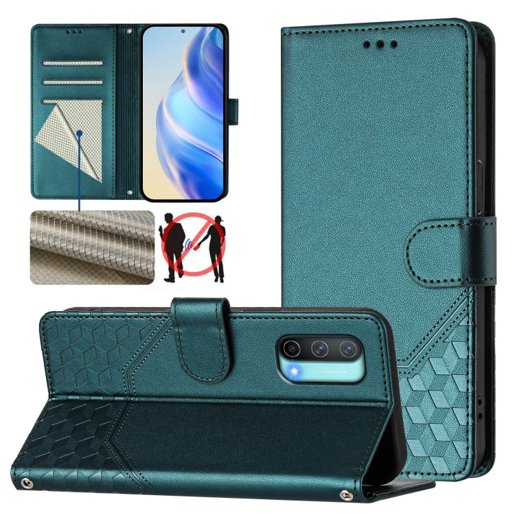 Honeycomb Embossing RFID Leather Phone Case, For OnePlus Nord CE 5G, For OnePlus Nord 2, For OnePlus 9 Pro, For OnePlus 9