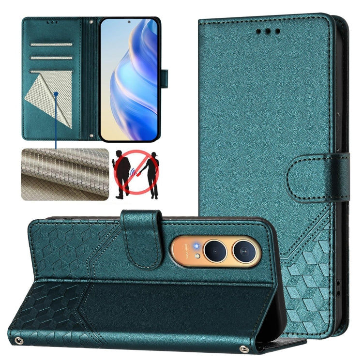 Honeycomb Embossing RFID Leather Phone Case, For OnePlus 13R / Ace 5 Pro 5G, For OnePlus Nord 4 5G, For OnePlus Nord CE4 Lite, For OnePlus Nord CE 2 Lite / Nord 2 Lite