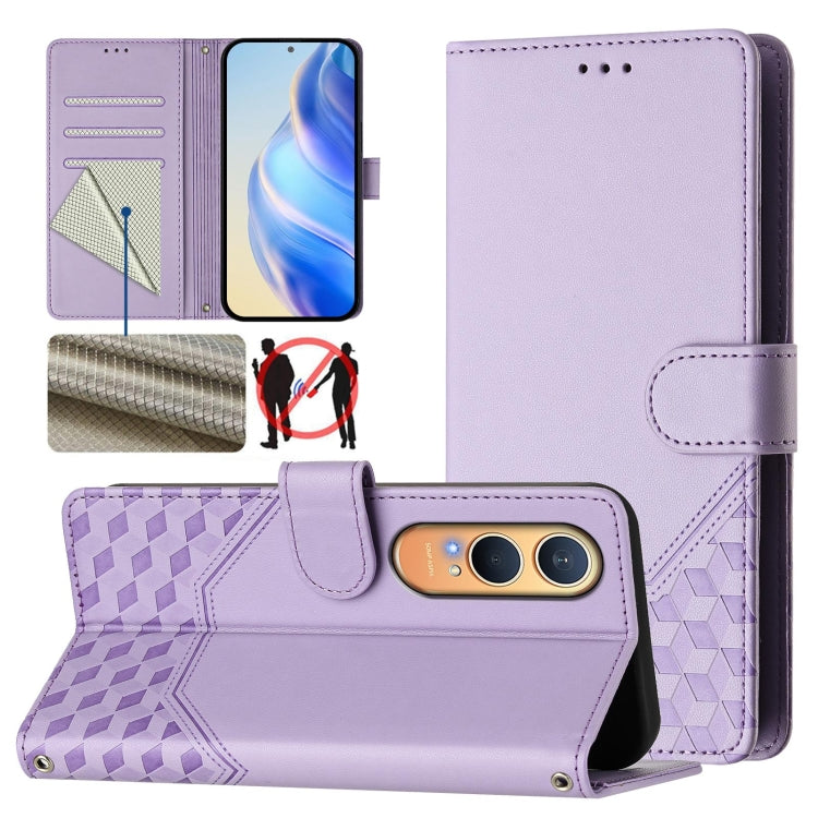 Honeycomb Embossing RFID Leather Phone Case, For OnePlus 13R / Ace 5 Pro 5G, For OnePlus Nord 4 5G, For OnePlus Nord CE4 Lite, For OnePlus Nord CE 2 Lite / Nord 2 Lite