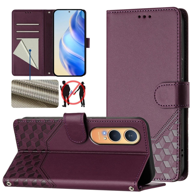 Honeycomb Embossing RFID Leather Phone Case, For OnePlus 13R / Ace 5 Pro 5G, For OnePlus Nord 4 5G, For OnePlus Nord CE4 Lite, For OnePlus Nord CE 2 Lite / Nord 2 Lite
