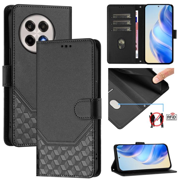 Honeycomb Embossing RFID Leather Phone Case, For OnePlus 13R / Ace 5 Pro 5G, For OnePlus Nord 4 5G, For OnePlus Nord CE4 Lite, For OnePlus Nord CE 2 Lite / Nord 2 Lite