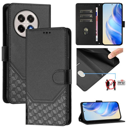 Honeycomb Embossing RFID Leather Phone Case, For OnePlus 13R / Ace 5 Pro 5G, For OnePlus Nord 4 5G, For OnePlus Nord CE4 Lite, For OnePlus Nord CE 2 Lite / Nord 2 Lite