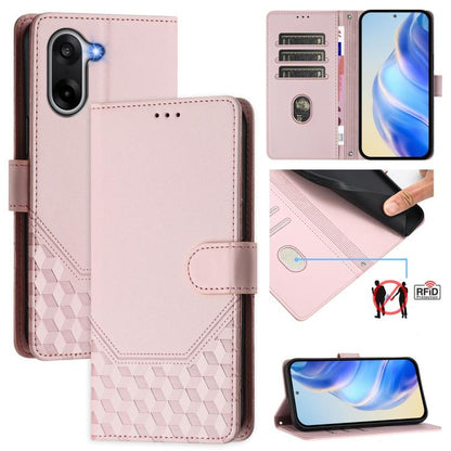 Honeycomb Embossing RFID Leather Phone Case, For OnePlus Turbo 6X Pro 5G, For OnePlus Turbo 6 / Turbo 6V, For OnePlus Ace 5 Ultra, For OnePlus Ace 5 Racing