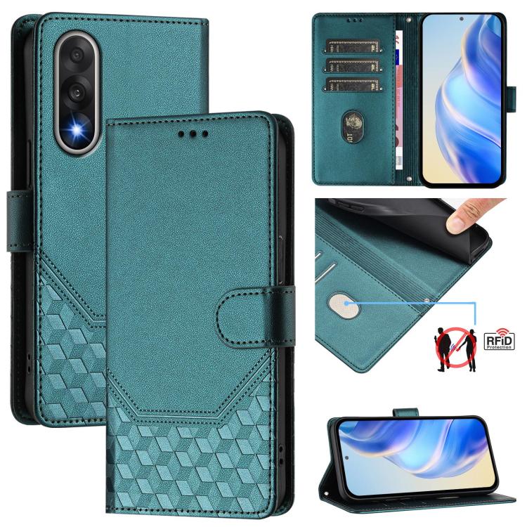 Honeycomb Embossing RFID Leather Phone Case, For OnePlus Turbo 6X Pro 5G, For OnePlus Turbo 6 / Turbo 6V, For OnePlus Ace 5 Ultra, For OnePlus Ace 5 Racing