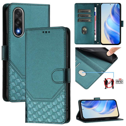 Honeycomb Embossing RFID Leather Phone Case, For OnePlus Turbo 6X Pro 5G, For OnePlus Turbo 6 / Turbo 6V, For OnePlus Ace 5 Ultra, For OnePlus Ace 5 Racing