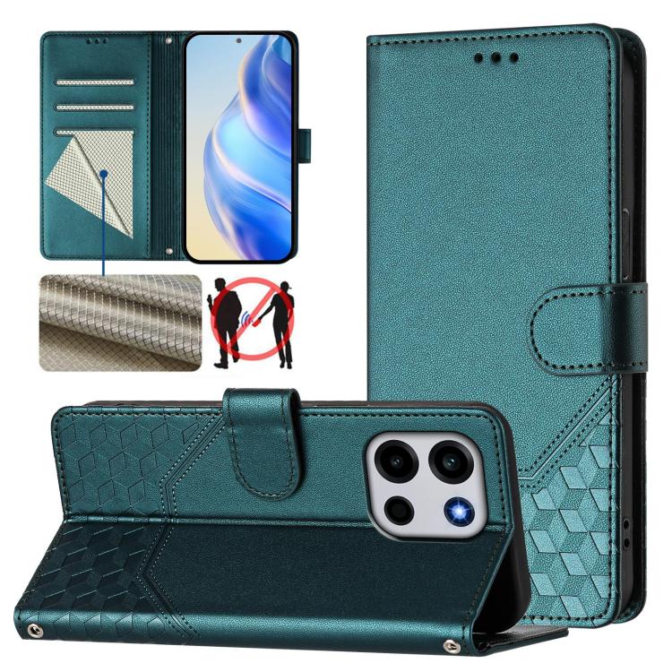 Honeycomb Embossing RFID Leather Phone Case, For OnePlus Turbo 6X Pro 5G, For OnePlus Turbo 6 / Turbo 6V, For OnePlus Ace 5 Ultra, For OnePlus Ace 5 Racing