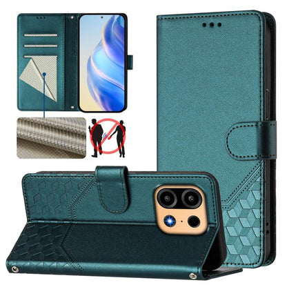 Honeycomb Embossing RFID Leather Phone Case, For OnePlus Turbo 6X Pro 5G, For OnePlus Turbo 6 / Turbo 6V, For OnePlus Ace 5 Ultra, For OnePlus Ace 5 Racing