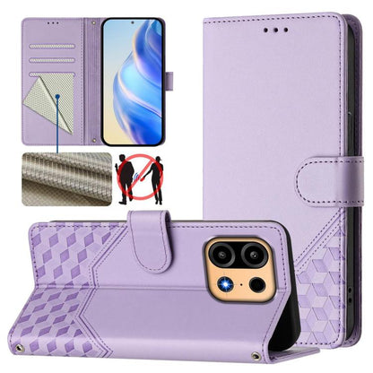 Honeycomb Embossing RFID Leather Phone Case, For OnePlus Turbo 6X Pro 5G, For OnePlus Turbo 6 / Turbo 6V, For OnePlus Ace 5 Ultra, For OnePlus Ace 5 Racing