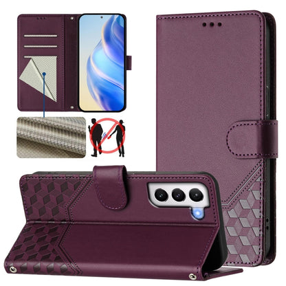 Honeycomb Embossing RFID Leather Phone Case, For Samsung Galaxy S21 FE 5G, For Samsung Galaxy S21 5G, For Samsung Galaxy S21+ 5G, For Samsung Galaxy S21 Ultra 5G