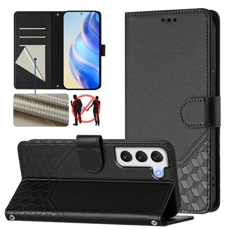 Honeycomb Embossing RFID Leather Phone Case, For Samsung Galaxy S21 FE 5G, For Samsung Galaxy S21 5G, For Samsung Galaxy S21+ 5G, For Samsung Galaxy S21 Ultra 5G