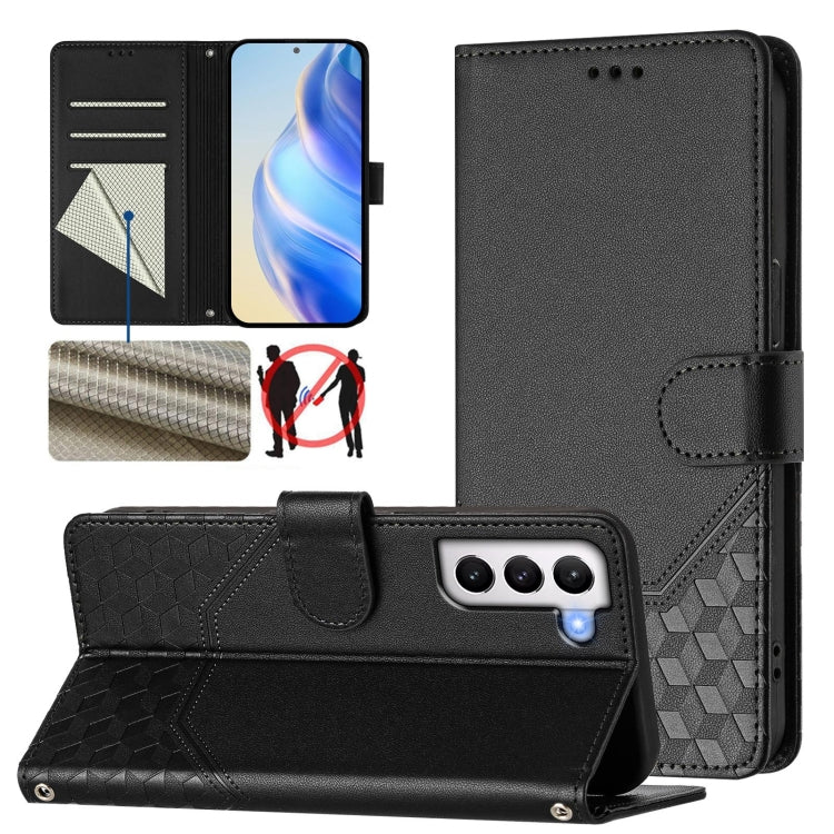 Honeycomb Embossing RFID Leather Phone Case, For Samsung Galaxy S21 FE 5G, For Samsung Galaxy S21 5G, For Samsung Galaxy S21+ 5G, For Samsung Galaxy S21 Ultra 5G