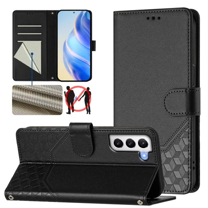 Honeycomb Embossing RFID Leather Phone Case, For Samsung Galaxy S21 FE 5G, For Samsung Galaxy S21 5G, For Samsung Galaxy S21+ 5G, For Samsung Galaxy S21 Ultra 5G