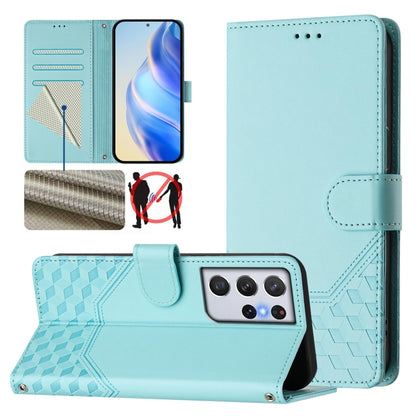 Honeycomb Embossing RFID Leather Phone Case, For Samsung Galaxy S21 FE 5G, For Samsung Galaxy S21 5G, For Samsung Galaxy S21+ 5G, For Samsung Galaxy S21 Ultra 5G