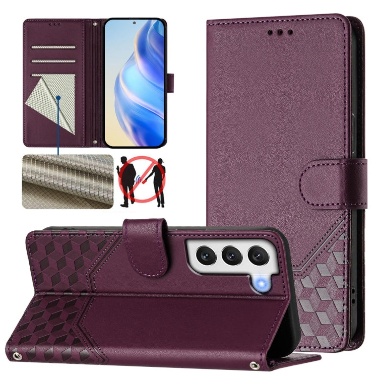 Honeycomb Embossing RFID Leather Phone Case, For Samsung Galaxy S23 5G, For Samsung Galaxy S22 Ultra 5G, For Samsung Galaxy S22+ 5G, For Samsung Galaxy S22 5G