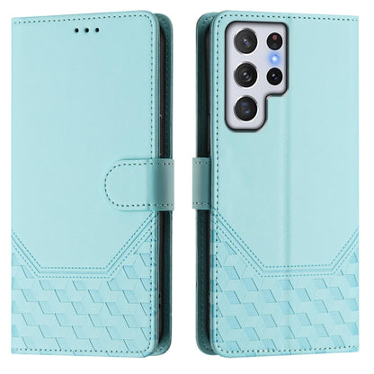 Honeycomb Embossing RFID Leather Phone Case, For Samsung Galaxy S22 Ultra 5G, For Samsung Galaxy S22+ 5G, For Samsung Galaxy S22 5G, For Samsung Galaxy S21 FE 5G