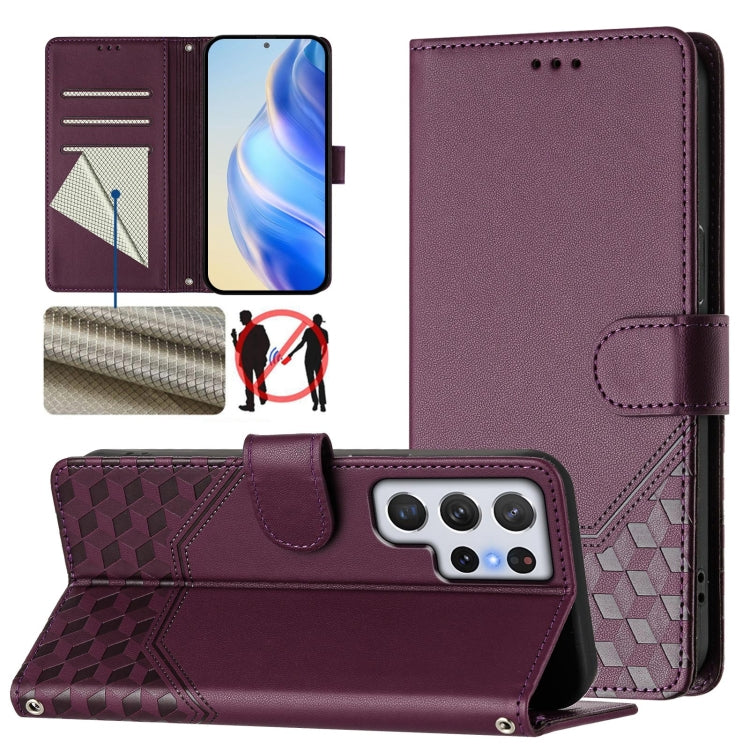 Honeycomb Embossing RFID Leather Phone Case, For Samsung Galaxy S23 5G, For Samsung Galaxy S22 Ultra 5G, For Samsung Galaxy S22+ 5G, For Samsung Galaxy S22 5G