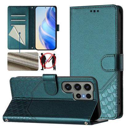 Honeycomb Embossing RFID Leather Phone Case, For Samsung Galaxy S24 5G, For Samsung Galaxy S23 FE 5G, For Samsung Galaxy S23 Ultra 5G, For Samsung Galaxy S23+ 5G