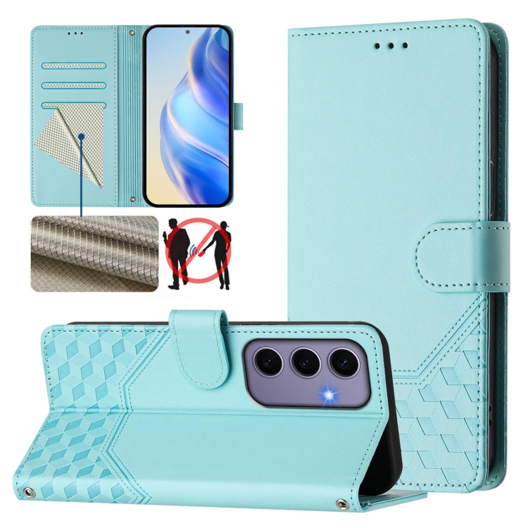 Honeycomb Embossing RFID Leather Phone Case, For Samsung Galaxy S24 5G, For Samsung Galaxy S23 FE 5G, For Samsung Galaxy S23 Ultra 5G, For Samsung Galaxy S23+ 5G