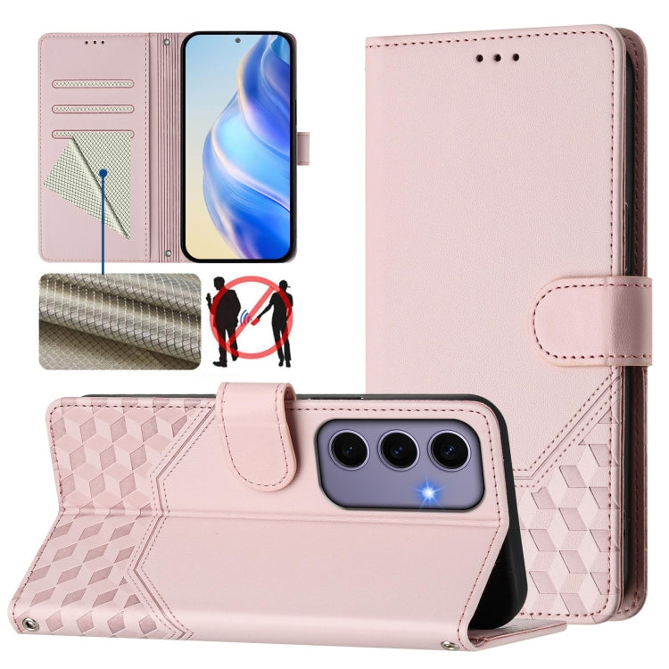 Honeycomb Embossing RFID Leather Phone Case, For Samsung Galaxy S24 5G, For Samsung Galaxy S23 FE 5G, For Samsung Galaxy S23 Ultra 5G, For Samsung Galaxy S23+ 5G
