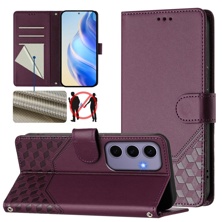 Honeycomb Embossing RFID Leather Phone Case, For Samsung Galaxy S24 5G, For Samsung Galaxy S23 FE 5G, For Samsung Galaxy S23 Ultra 5G, For Samsung Galaxy S23+ 5G