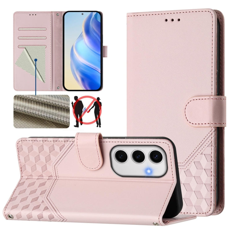 Honeycomb Embossing RFID Leather Phone Case, For Samsung Galaxy S25 Ultra 5G, For Samsung Galaxy S24 FE 5G, For Samsung Galaxy S24 Ultra 5G, For Samsung Galaxy S24+ 5G