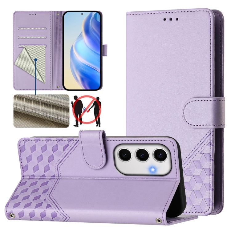 Honeycomb Embossing RFID Leather Phone Case, For Samsung Galaxy S25 Ultra 5G, For Samsung Galaxy S24 FE 5G, For Samsung Galaxy S24 Ultra 5G, For Samsung Galaxy S24+ 5G