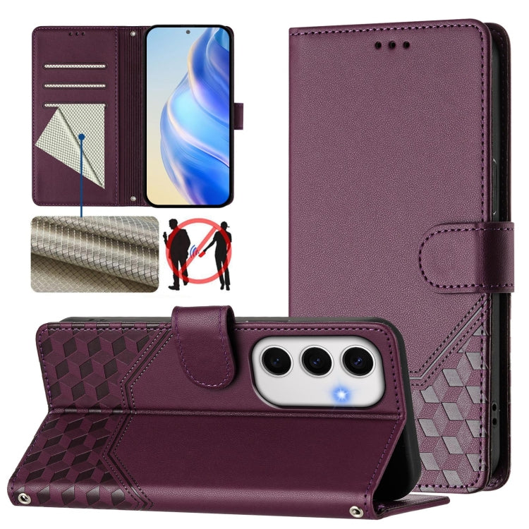 Honeycomb Embossing RFID Leather Phone Case, For Samsung Galaxy S25 Ultra 5G, For Samsung Galaxy S24 FE 5G, For Samsung Galaxy S24 Ultra 5G, For Samsung Galaxy S24+ 5G