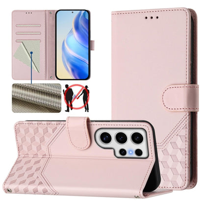 Honeycomb Embossing RFID Leather Phone Case, For Samsung Galaxy S25 Ultra 5G, For Samsung Galaxy S24 FE 5G, For Samsung Galaxy S24 Ultra 5G, For Samsung Galaxy S24+ 5G
