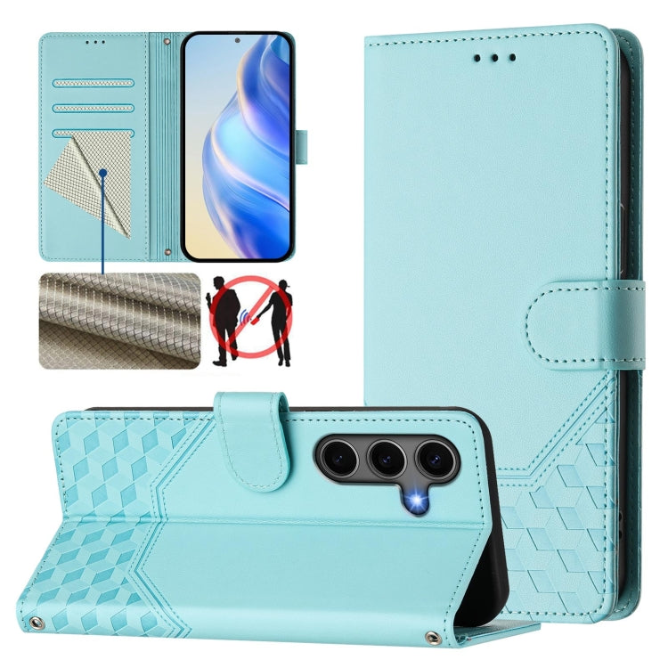 Honeycomb Embossing RFID Leather Phone Case, For Samsung Galaxy S26 5G, For Samsung Galaxy S25 Edge 5G, For Samsung Galaxy S25 5G, For Samsung Galaxy S25+ 5G