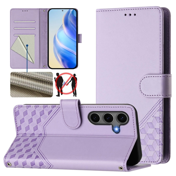 Honeycomb Embossing RFID Leather Phone Case, For Samsung Galaxy S25 Edge 5G, For Samsung Galaxy S25 5G, For Samsung Galaxy S25+ 5G, For Samsung Galaxy S25 Ultra 5G