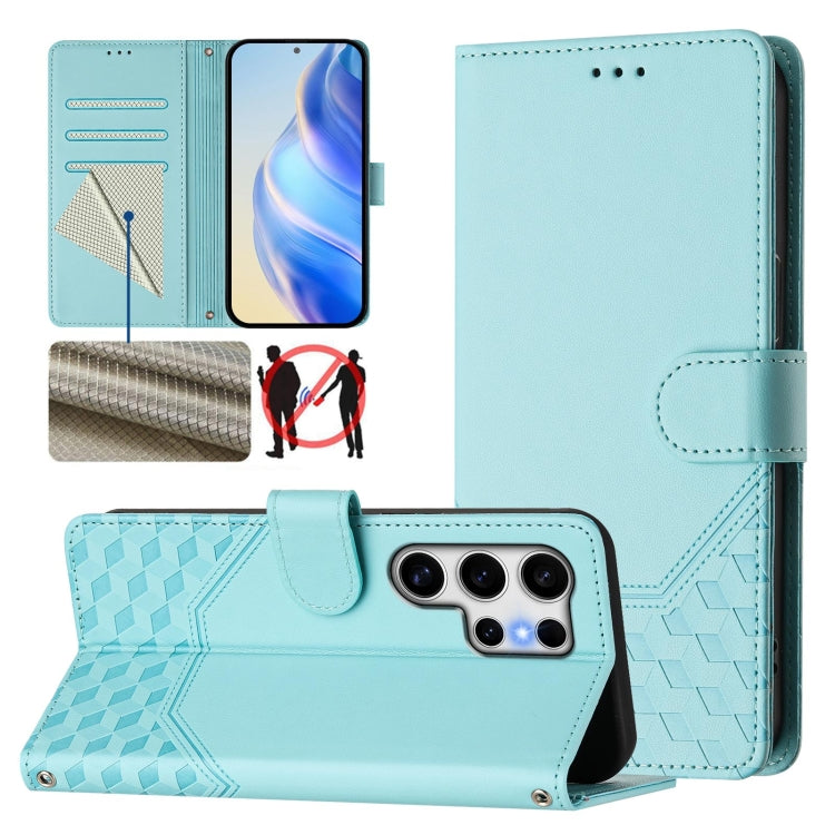 Honeycomb Embossing RFID Leather Phone Case, For Samsung Galaxy S25 Ultra 5G, For Samsung Galaxy S24 FE 5G, For Samsung Galaxy S24 Ultra 5G, For Samsung Galaxy S24+ 5G