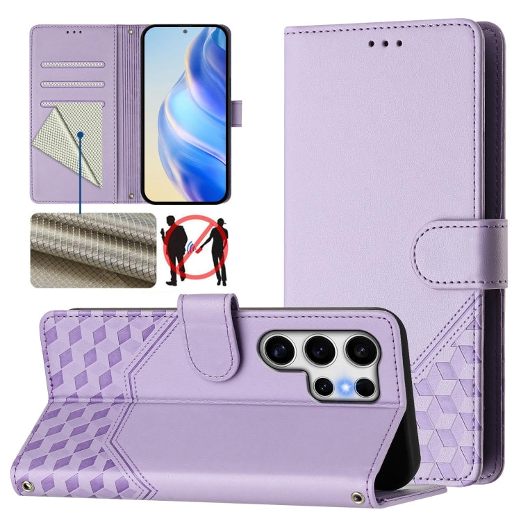 Honeycomb Embossing RFID Leather Phone Case, For Samsung Galaxy S25 Ultra 5G, For Samsung Galaxy S24 FE 5G, For Samsung Galaxy S24 Ultra 5G, For Samsung Galaxy S24+ 5G