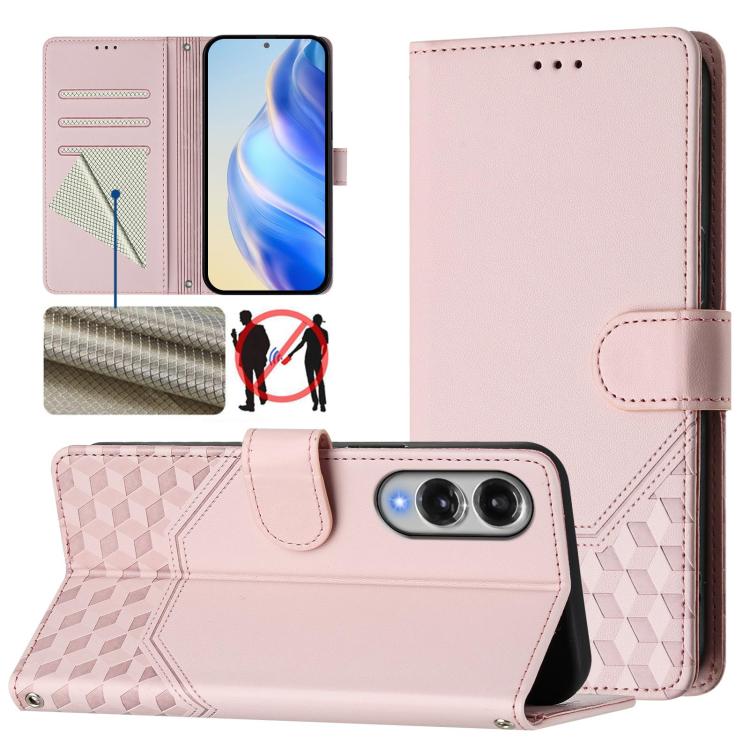 Honeycomb Embossing RFID Leather Phone Case, For Samsung Galaxy S26 5G, For Samsung Galaxy S25 Edge 5G, For Samsung Galaxy S25 5G, For Samsung Galaxy S25+ 5G