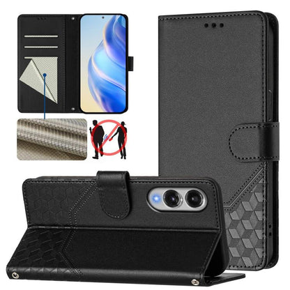 Honeycomb Embossing RFID Leather Phone Case, For Samsung Galaxy S25 Edge 5G, For Samsung Galaxy S25 5G, For Samsung Galaxy S25+ 5G, For Samsung Galaxy S25 Ultra 5G