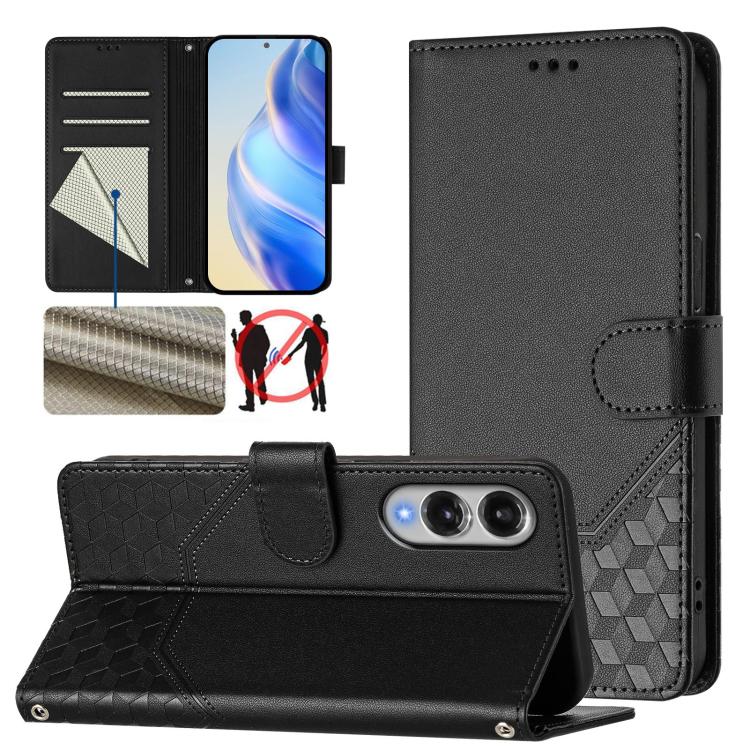 Honeycomb Embossing RFID Leather Phone Case, For Samsung Galaxy S26 5G, For Samsung Galaxy S25 Edge 5G, For Samsung Galaxy S25 5G, For Samsung Galaxy S25+ 5G