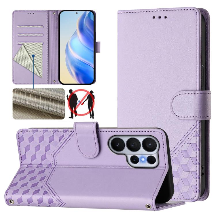 Honeycomb Embossing RFID Leather Phone Case, For Samsung Galaxy S26+ 5G, For Samsung Galaxy S26 Edge 5G, For Samsung Galaxy S26 Ultra 5G, For Samsung Galaxy S26 5G