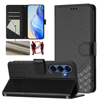 Honeycomb Embossing RFID Leather Phone Case, For Galaxy S26 FE 5G, For Samsung Galaxy S26+ 5G, For Samsung Galaxy S26 Edge 5G, For Samsung Galaxy S26 Ultra 5G