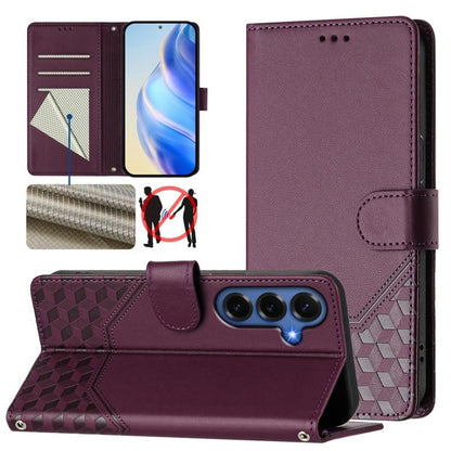 Honeycomb Embossing RFID Leather Phone Case, For Galaxy S26 FE 5G, For Samsung Galaxy S26+ 5G, For Samsung Galaxy S26 Edge 5G, For Samsung Galaxy S26 Ultra 5G