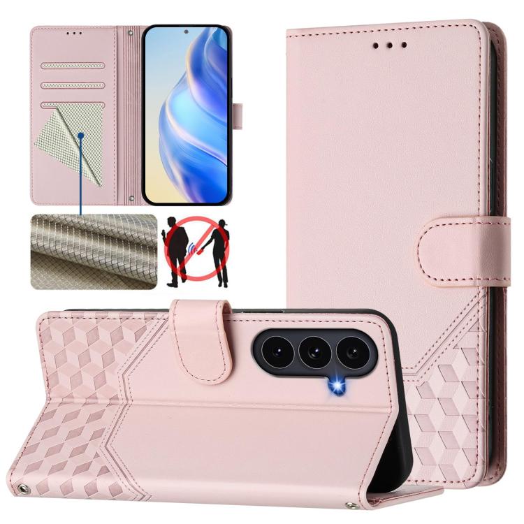 Honeycomb Embossing RFID Leather Phone Case, For Galaxy S26 FE 5G, For Samsung Galaxy S26+ 5G, For Samsung Galaxy S26 Edge 5G, For Samsung Galaxy S26 Ultra 5G