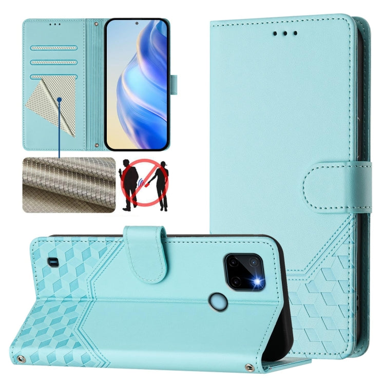Honeycomb Embossing RFID Leather Phone Case, For Realme 9 Pro+ 5G / 9 4G Global, For Realme GT Neo 3, For Realme 9 Pro 5G Global, For Realme C21Y
