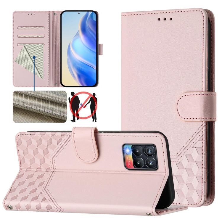 Honeycomb Embossing RFID Leather Phone Case, For Realme C25 / C15 / C12 / C25s, For Realme 8 5G / V13 5G / Q3 5G, For Realme 8 4G / 8 Pro 4G, For Realme GT 5G / GT Neo 5G