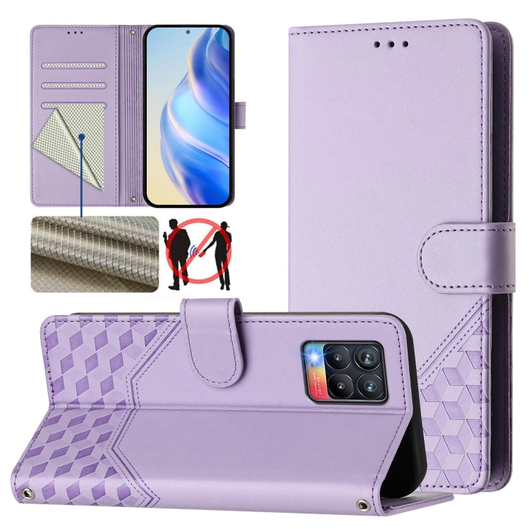 Honeycomb Embossing RFID Leather Phone Case, For Realme C25 / C15 / C12 / C25s, For Realme 8 5G / V13 5G / Q3 5G, For Realme 8 4G / 8 Pro 4G, For Realme GT 5G / GT Neo 5G