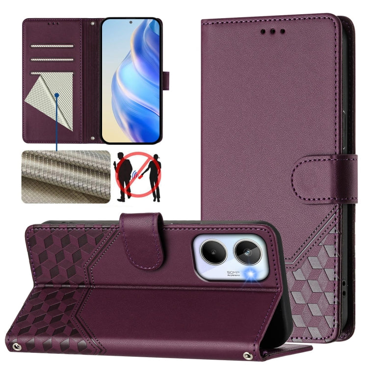 Honeycomb Embossing RFID Leather Phone Case, For Realme 10 Pro+ 5G, For Realme 10 4G Global, For Realme C30 4G / C30s / Narzo 50i Prime, For Realme GT Neo 3T