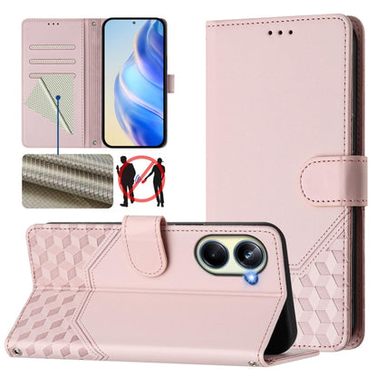 Honeycomb Embossing RFID Leather Phone Case, For Realme C55 4G Global / Narzo N55, For Realme C33 Global, For Realme 10T 5G / 10S 5G / 9i India, For Realme 10 Pro 5G