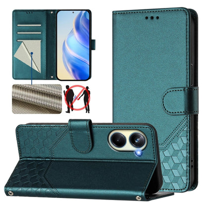 Honeycomb Embossing RFID Leather Phone Case, For Realme C55 4G Global / Narzo N55, For Realme C33 Global, For Realme 10T 5G / 10S 5G / 9i India, For Realme 10 Pro 5G