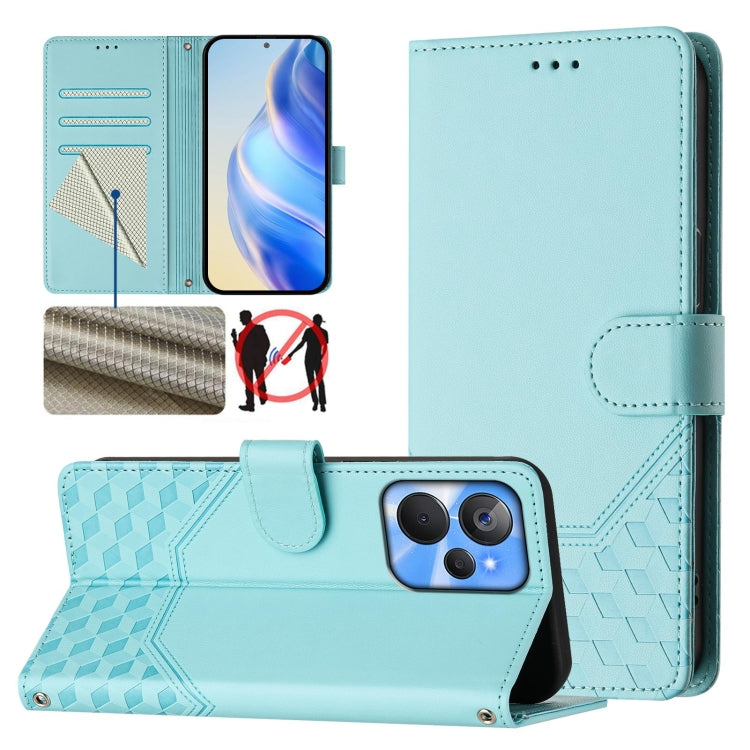 Honeycomb Embossing RFID Leather Phone Case, For Realme C55 4G Global / Narzo N55, For Realme C33 Global, For Realme 10T 5G / 10S 5G / 9i India, For Realme 10 Pro 5G