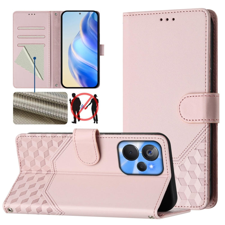 Honeycomb Embossing RFID Leather Phone Case, For Realme C55 4G Global / Narzo N55, For Realme C33 Global, For Realme 10T 5G / 10S 5G / 9i India, For Realme 10 Pro 5G