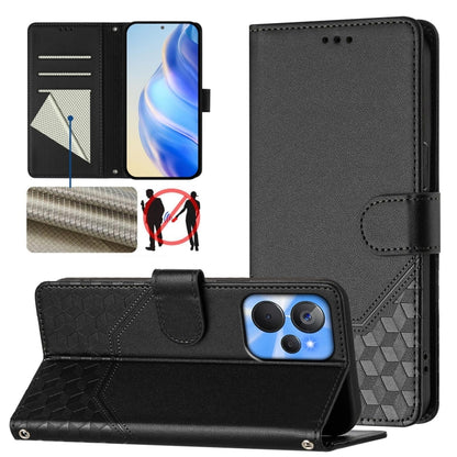 Honeycomb Embossing RFID Leather Phone Case, For Realme C55 4G Global / Narzo N55, For Realme C33 Global, For Realme 10T 5G / 10S 5G / 9i India, For Realme 10 Pro 5G