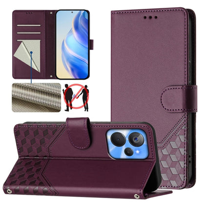 Honeycomb Embossing RFID Leather Phone Case, For Realme C55 4G Global / Narzo N55, For Realme C33 Global, For Realme 10T 5G / 10S 5G / 9i India, For Realme 10 Pro 5G